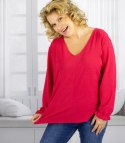 Elegancka bluzka oversize z delikatnie bufiastymi rękawami MARCELINA (Czerwony) Elegancka bluzka oversize z delikatnie bufiastymi rękawami MARCELINA (Czerwony)