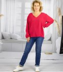 Elegancka bluzka oversize z delikatnie bufiastymi rękawami MARCELINA (Czerwony) Elegancka bluzka oversize z delikatnie bufiastymi rękawami MARCELINA (Czerwony)