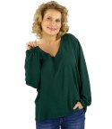 Elegancka bluzka oversize z delikatnie bufiastymi rękawami MARCELINA (Zielony) Elegancka bluzka oversize z delikatnie bufiastymi rękawami MARCELINA (Zielony)