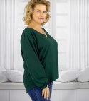 Elegancka bluzka oversize z delikatnie bufiastymi rękawami MARCELINA (Zielony) Elegancka bluzka oversize z delikatnie bufiastymi rękawami MARCELINA (Zielony)