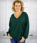 Elegancka bluzka oversize z delikatnie bufiastymi rękawami MARCELINA (Zielony) Elegancka bluzka oversize z delikatnie bufiastymi rękawami MARCELINA (Zielony)