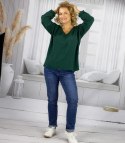 Elegancka bluzka oversize z delikatnie bufiastymi rękawami MARCELINA (Zielony) Elegancka bluzka oversize z delikatnie bufiastymi rękawami MARCELINA (Zielony)