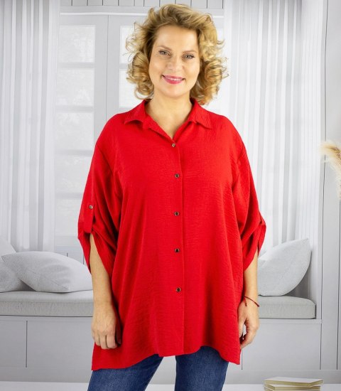 Elegancka koszula oversize z ozdobnym kołnierzykiem "VIVIANNE" (Czerwony) Elegancka koszula oversize z ozdobnym kołnierzykiem "VIVIANNE" (Czerwony)