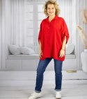 Elegancka koszula oversize z ozdobnym kołnierzykiem "VIVIANNE" (Czerwony) Elegancka koszula oversize z ozdobnym kołnierzykiem "VIVIANNE" (Czerwony)