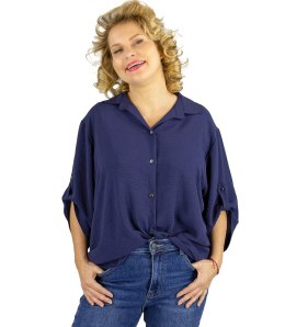 Elegancka koszula oversize z ozdobnym kołnierzykiem 