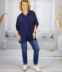 Elegancka koszula oversize z ozdobnym kołnierzykiem "VIVIANNE" (Niebieski)