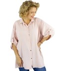 Elegancka koszula oversize z ozdobnym kołnierzykiem "VIVIANNE" (Różowy)