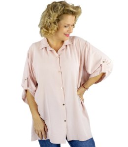 Elegancka koszula oversize z ozdobnym kołnierzykiem 