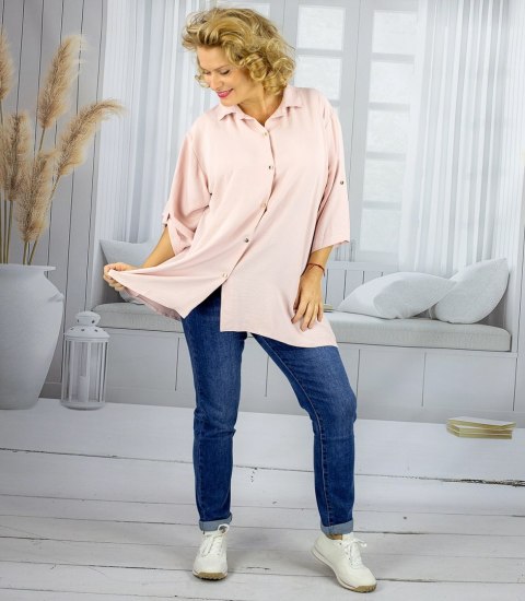Elegancka koszula oversize z ozdobnym kołnierzykiem "VIVIANNE" (Różowy) Elegancka koszula oversize z ozdobnym kołnierzykiem "VIVIANNE" (Różowy)