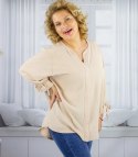 Elegancka koszula tunika oversize z wiązaniami na rękawach SOPHIE (Beżowy) Elegancka koszula tunika oversize z wiązaniami na rękawach SOPHIE (Beżowy)