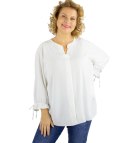 Elegancka koszula tunika oversize z wiązaniami na rękawach SOPHIE (Biały) Elegancka koszula tunika oversize z wiązaniami na rękawach SOPHIE (Biały)