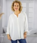 Elegancka koszula tunika oversize z wiązaniami na rękawach SOPHIE (Biały) Elegancka koszula tunika oversize z wiązaniami na rękawach SOPHIE (Biały)