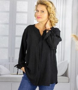 Elegancka koszula tunika oversize z wiązaniami na rękawach SOPHIE (Czarny)