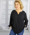 Elegancka koszula tunika oversize z wiązaniami na rękawach SOPHIE (Czarny) Elegancka koszula tunika oversize z wiązaniami na rękawach SOPHIE (Czarny)