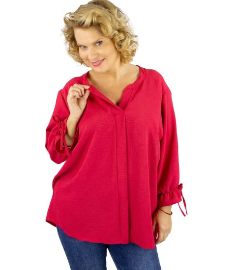 Elegancka koszula tunika oversize z wiązaniami na rękawach SOPHIE (Czerwony)