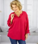 Elegancka koszula tunika oversize z wiązaniami na rękawach SOPHIE (Czerwony)