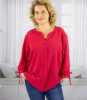 Elegancka koszula tunika oversize z wiązaniami na rękawach SOPHIE (Czerwony)
