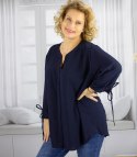 Elegancka koszula tunika oversize z wiązaniami na rękawach SOPHIE (Niebieski)