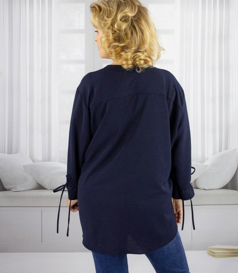 Elegancka koszula tunika oversize z wiązaniami na rękawach SOPHIE (Niebieski) Elegancka koszula tunika oversize z wiązaniami na rękawach SOPHIE (Niebieski)