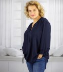 Elegancka koszula tunika oversize z wiązaniami na rękawach SOPHIE (Niebieski)