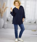 Elegancka koszula tunika oversize z wiązaniami na rękawach SOPHIE (Niebieski)