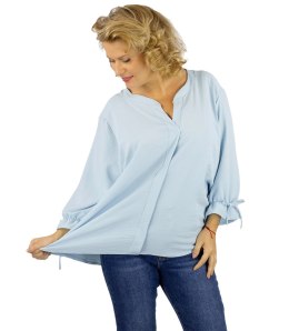 Elegancka koszula tunika oversize z wiązaniami na rękawach SOPHIE (Niebieski)