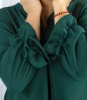 Elegancka koszula tunika oversize z wiązaniami na rękawach SOPHIE (Zielony)