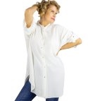 Elegancka koszula tunika oversize ze stójką ANNA (Biały)