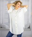 Elegancka koszula tunika oversize ze stójką ANNA (Biały)