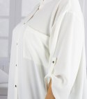 Elegancka koszula tunika oversize ze stójką ANNA (Biały)