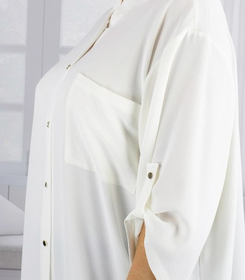 Elegancka koszula tunika oversize ze stójką ANNA (Biały) Elegancka koszula tunika oversize ze stójką ANNA (Biały)