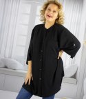 Elegancka koszula tunika oversize ze stójką ANNA (Czarny)