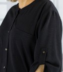 Elegancka koszula tunika oversize ze stójką ANNA (Czarny)