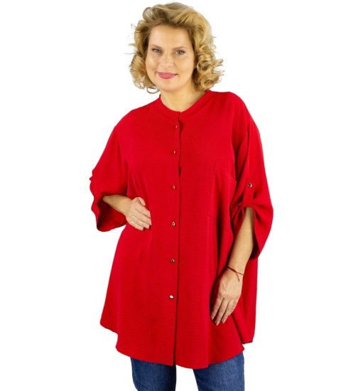 Elegancka koszula tunika oversize ze stójką ANNA (Czerwony) Elegancka koszula tunika oversize ze stójką ANNA (Czerwony)
