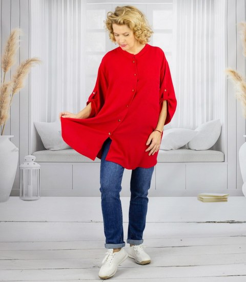 Elegancka koszula tunika oversize ze stójką ANNA (Czerwony) Elegancka koszula tunika oversize ze stójką ANNA (Czerwony)