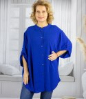 Elegancka koszula tunika oversize ze stójką ANNA (Niebieski)