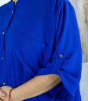 Elegancka koszula tunika oversize ze stójką ANNA (Niebieski)