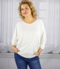 Oversizowa bluzka damska luźna typu nietoperz LUNA (Biały) Oversizowa bluzka damska luźna typu nietoperz LUNA (Biały)