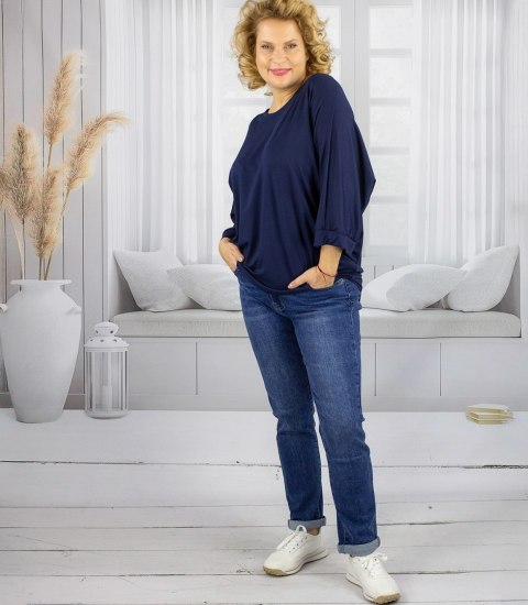 Oversizowa bluzka damska luźna typu nietoperz LUNA (Niebieski) Oversizowa bluzka damska luźna typu nietoperz LUNA (Niebieski)
