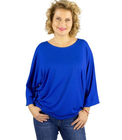 Oversizowa bluzka damska luźna typu nietoperz LUNA (Niebieski) Oversizowa bluzka damska luźna typu nietoperz LUNA (Niebieski)