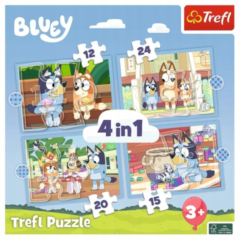 Puzzle 4w1 Bluey i jego świat 3+ Trefl 34637 Puzzle 4w1 Bluey i jego świat 3+ Trefl 34637