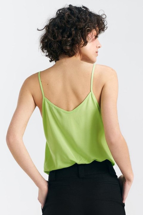 Bluzka basic na cienkich ramiączkach B163 Limonka - Nife - 38 Bluzka basic na cienkich ramiączkach B163 Limonka - Nife - 38