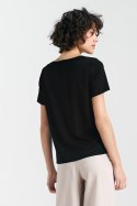 Bluzka basic z krótkim rękawem B160 Black - Nife - 40