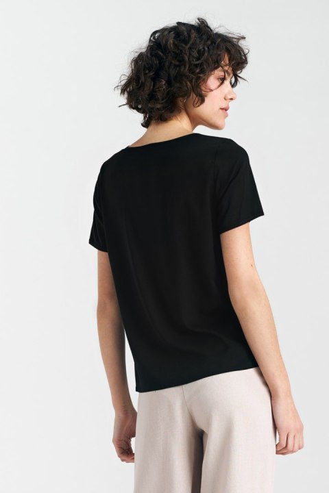 Bluzka basic z krótkim rękawem B160 Black - Nife - 40 Bluzka basic z krótkim rękawem B160 Black - Nife - 40