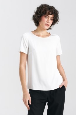Bluzka basic z krótkim rękawem B160 Ecru - Nife - 36