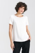 Bluzka basic z krótkim rękawem B160 Ecru - Nife - 42 Bluzka basic z krótkim rękawem B160 Ecru - Nife - 42