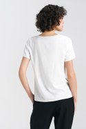 Bluzka basic z krótkim rękawem B160 Ecru - Nife - 42 Bluzka basic z krótkim rękawem B160 Ecru - Nife - 42