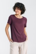 Bluzka basic z krótkim rękawem B160 Śliwka - Nife - 42 Bluzka basic z krótkim rękawem B160 Śliwka - Nife - 42