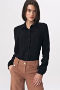 Bluzka koszulowa body B110 Black - Nife - 42