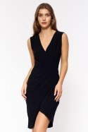 Czarna kopertowa sukienka S202 Black - Nife - 40
